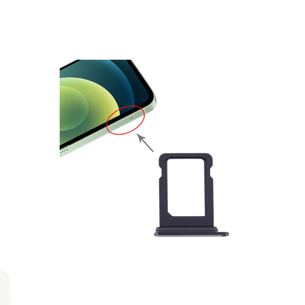 For Apple iPhone 12 Replacement Sim Card Tray (Black) E-Tech61