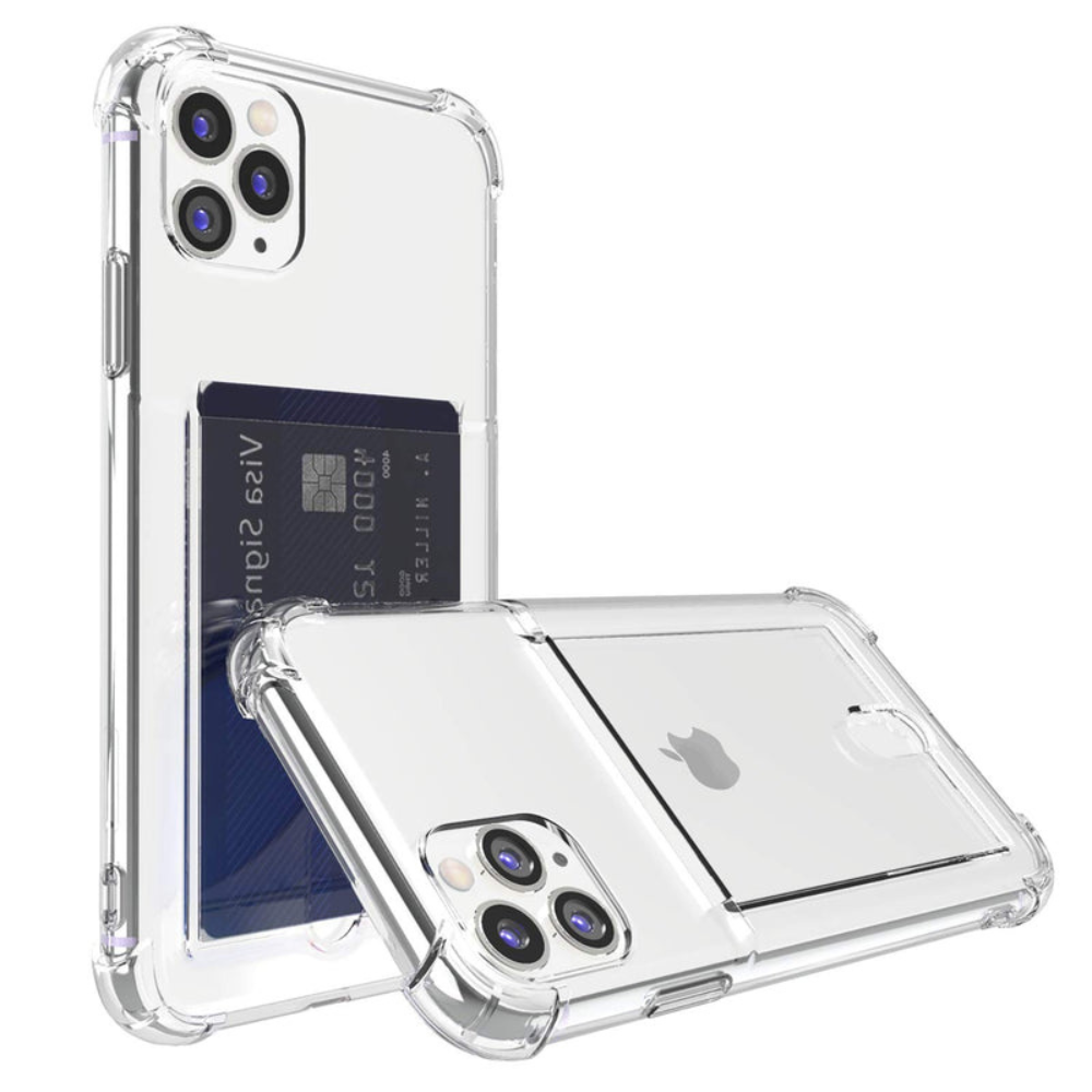 Clear Case With Card Slot Holder For iPhone 16 15 14 13 12 11 PRO MAX XR X 8 7