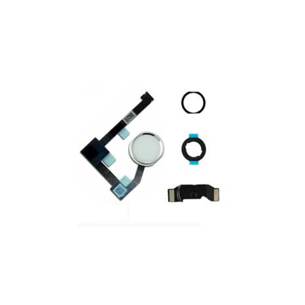For Apple iPad Air 2 / Mini 4 & 5 / Pro 12.9 Replacement Home Button Flex (White/Silver) E-Tech61