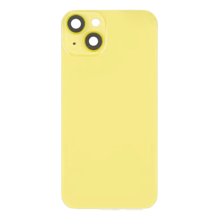 For iPhone 14 Plus Glass Battery Back Cover with Flash Bracket + Wireless Charging Module(Yellow)