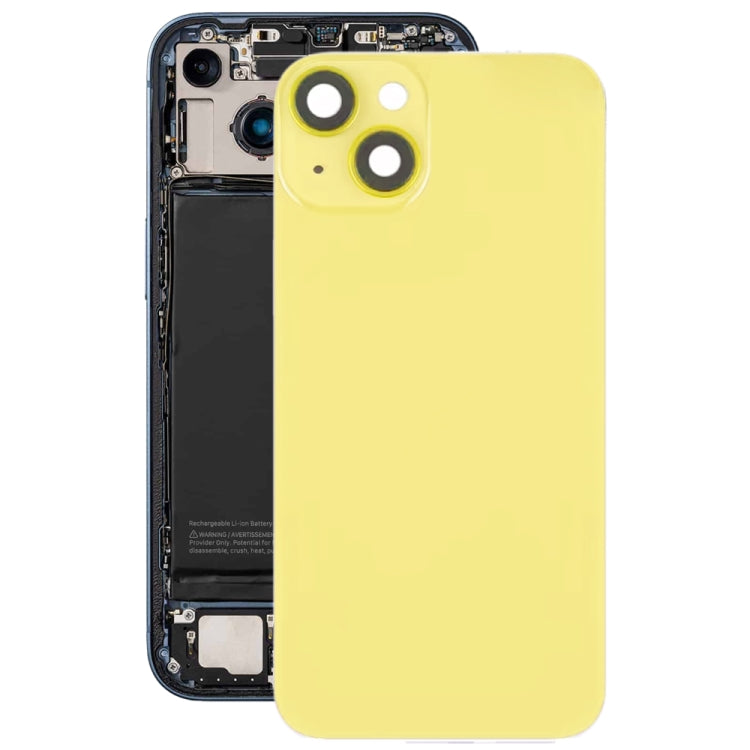 For iPhone 14 Plus Glass Battery Back Cover with Flash Bracket + Wireless Charging Module(Yellow)