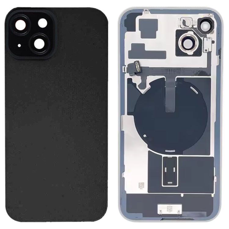 For iPhone 15 Plus Glass Battery Back Cover with Flash Bracket + Wireless Charging Module(Black)
