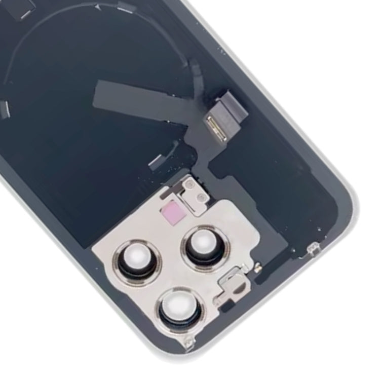 For iPhone 15 Pro Max Glass Battery Back Cover with Flash Bracket + Wireless Charging Module(Titanium gray)