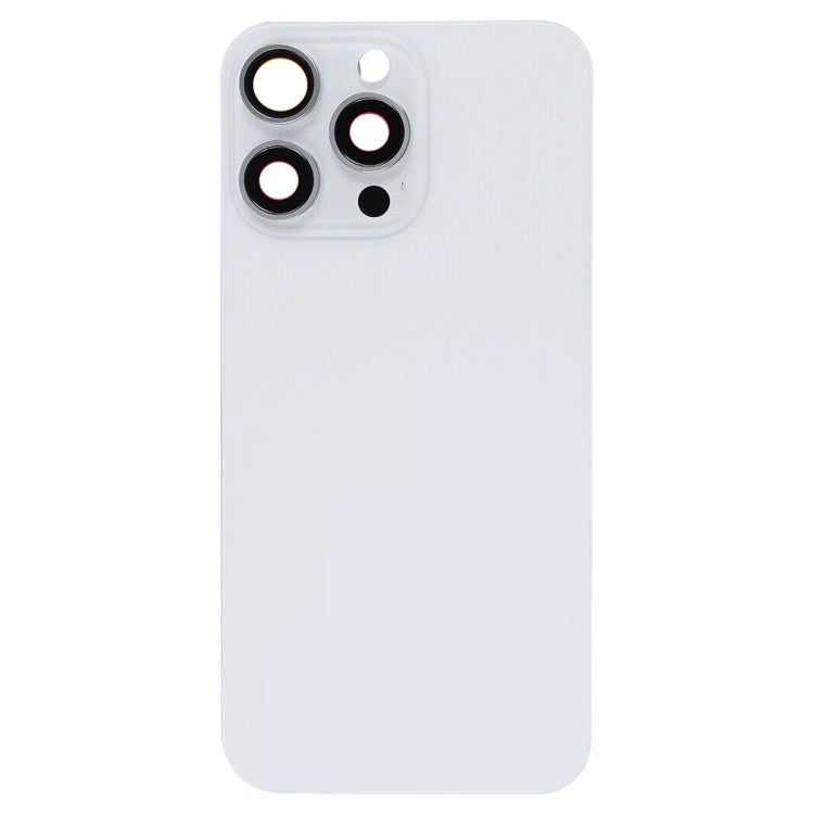 For iPhone 15 Pro Max Glass Battery Back Cover with Flash Bracket + Wireless Charging Module(White)