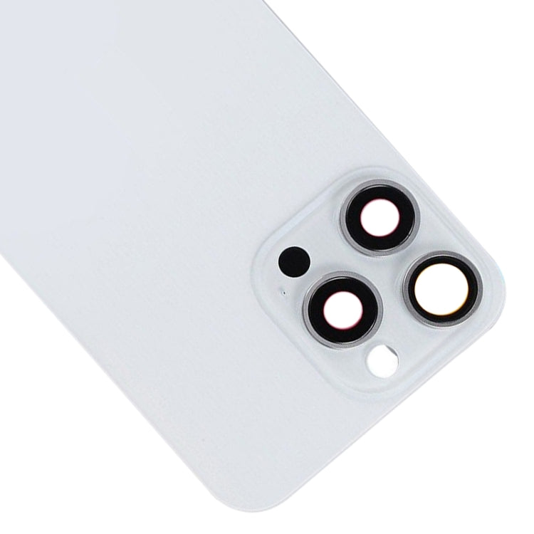 For iPhone 15 Pro Glass Battery Back Cover with Flash Bracket + Wireless Charging Module(White)