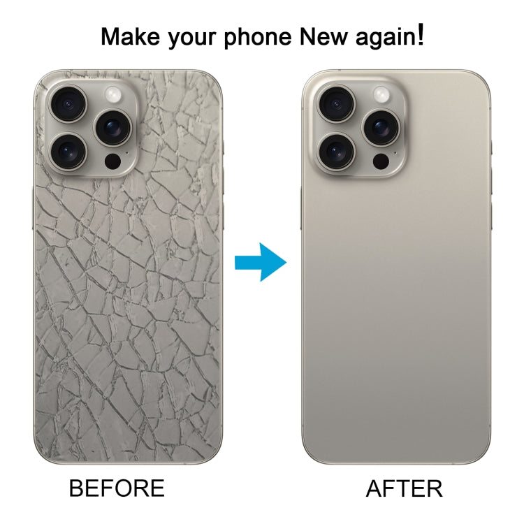 For iPhone 15 Pro Glass Battery Back Cover with Flash Bracket + Wireless Charging Module(Black)