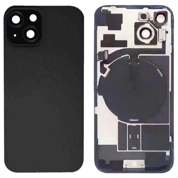 For iPhone 15 Glass Battery Back Cover with Flash Bracket + Wireless Charging Module(Black)