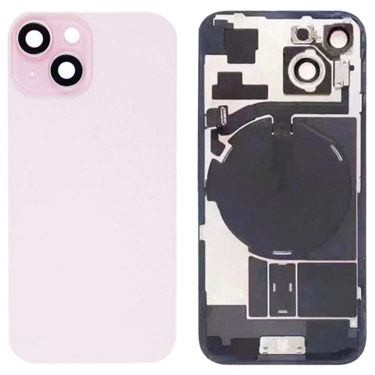 For iPhone 15 Glass Battery Back Cover with Flash Bracket + Wireless Charging Module(Pink)