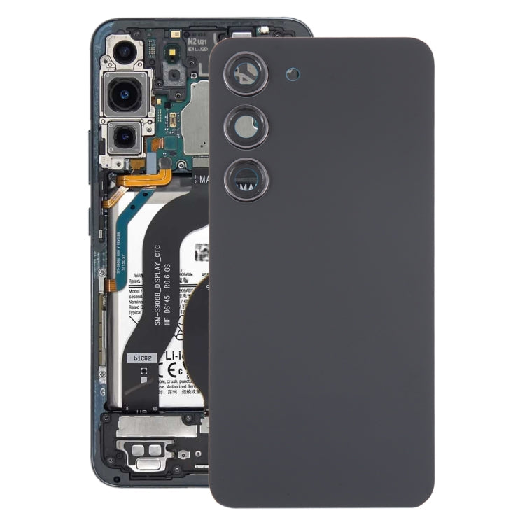 For Samsung Galaxy S23 SM-S911B OEM Glass Battery Back Cover with Camera Lens Cover(Black)