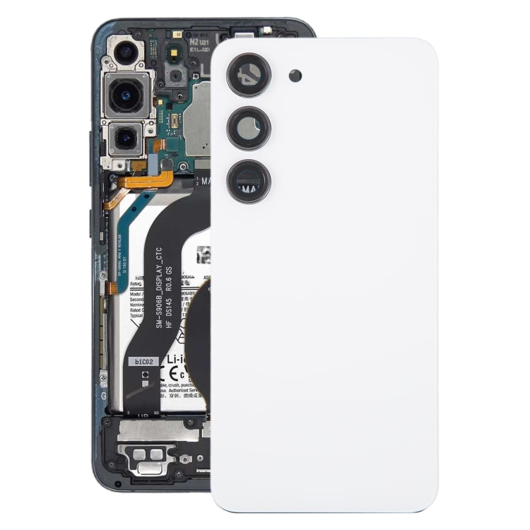 For Samsung Galaxy S23 SM-S911B OEM Glass Battery Back Cover with Camera Lens Cover(White)
