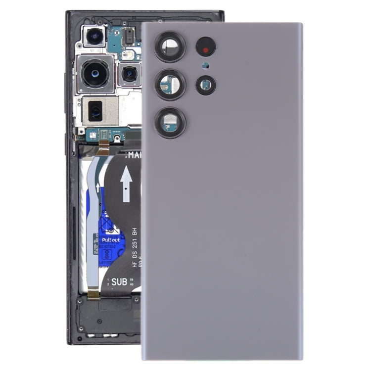 For Samsung Galaxy S23 Ultra SM-S918 Glass Battery Back Cover with Camera Lens Cover(Grey)