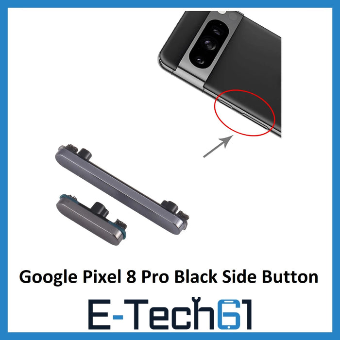 Google Pixel 8 PRO (Black) Replacement Side Power Volume Up Down Buttons Keys