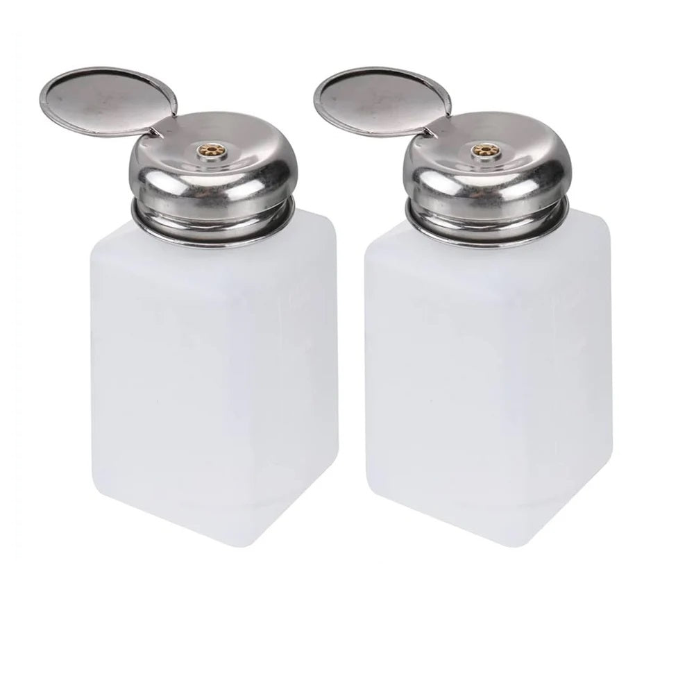 Pack of 2x IPA Chemical Liquid Press Pumping Dispenser White Empty Bottle 180ml UK Stock