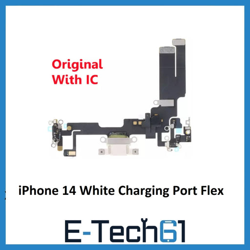 For iPhone 14 White Charging Port Flex Microphone Original with IC