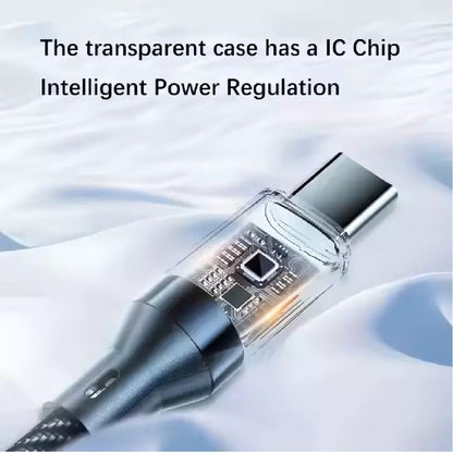 Digital Display USB A to Type C Cable 7A 120W Fast Charger Braided USB-C Lead