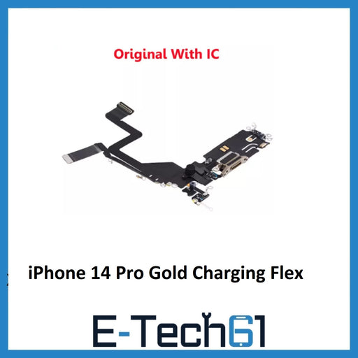 iPhone 14 Pro Gold Charging Port Flex Microphone Cable Original With IC