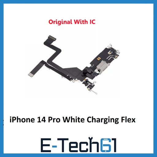 iPhone 14 Pro White Charging Port Flex Microphone Original With IC