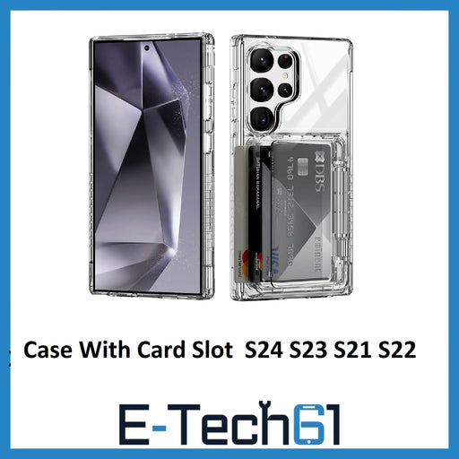 Clear Case With Card Slot Cover For Samsung S24 S23 S21 S22 Plus Ultra NOTE FE