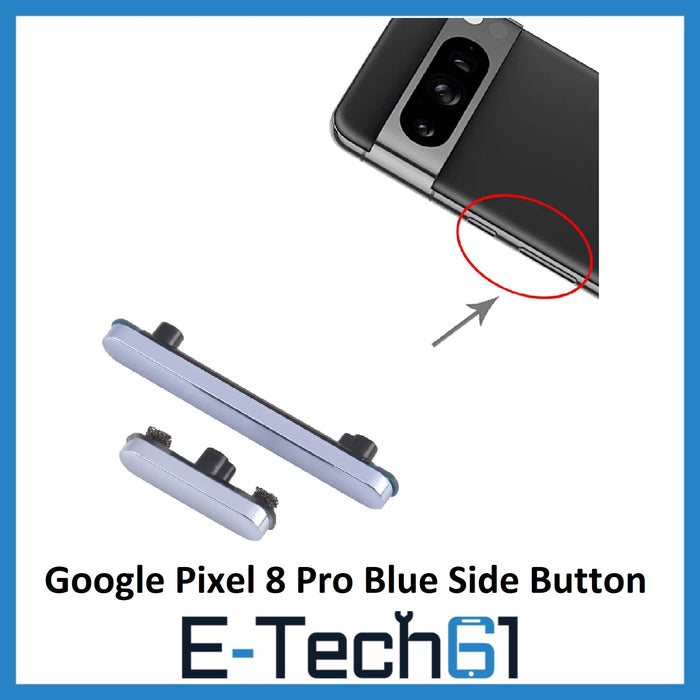 Google Pixel 8 PRO (Blue) Replacement Side Power Volume Up Down Buttons Keys