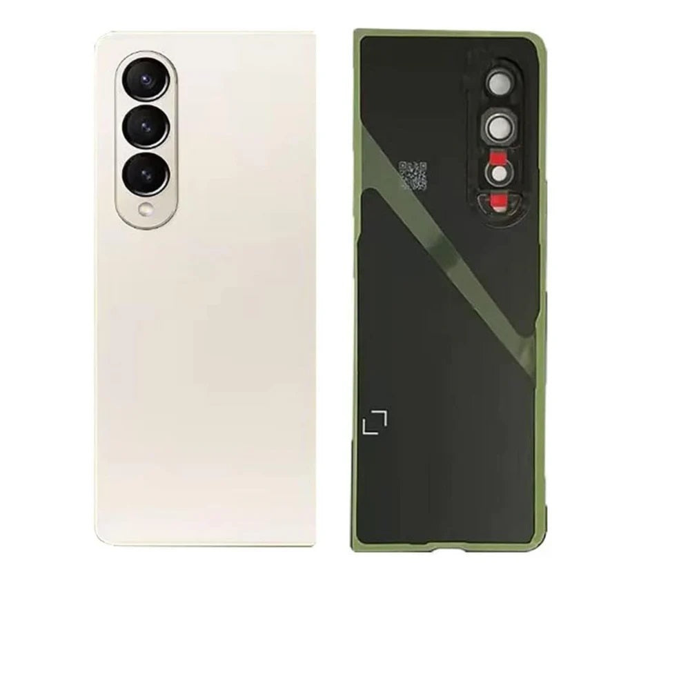 For Samsung Z Fold 4 Back Glass Cover Waterproof Housing Door with Camera Glass Lens (Beige) E-Tech61