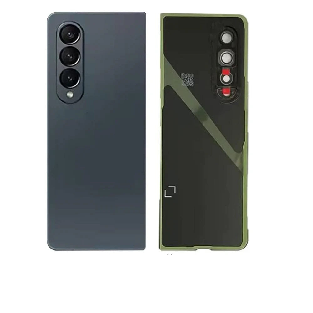 For Samsung Z Fold 4 Back Glass Cover Waterproof Housing Door with Camera Glass Lens (Graygreen)