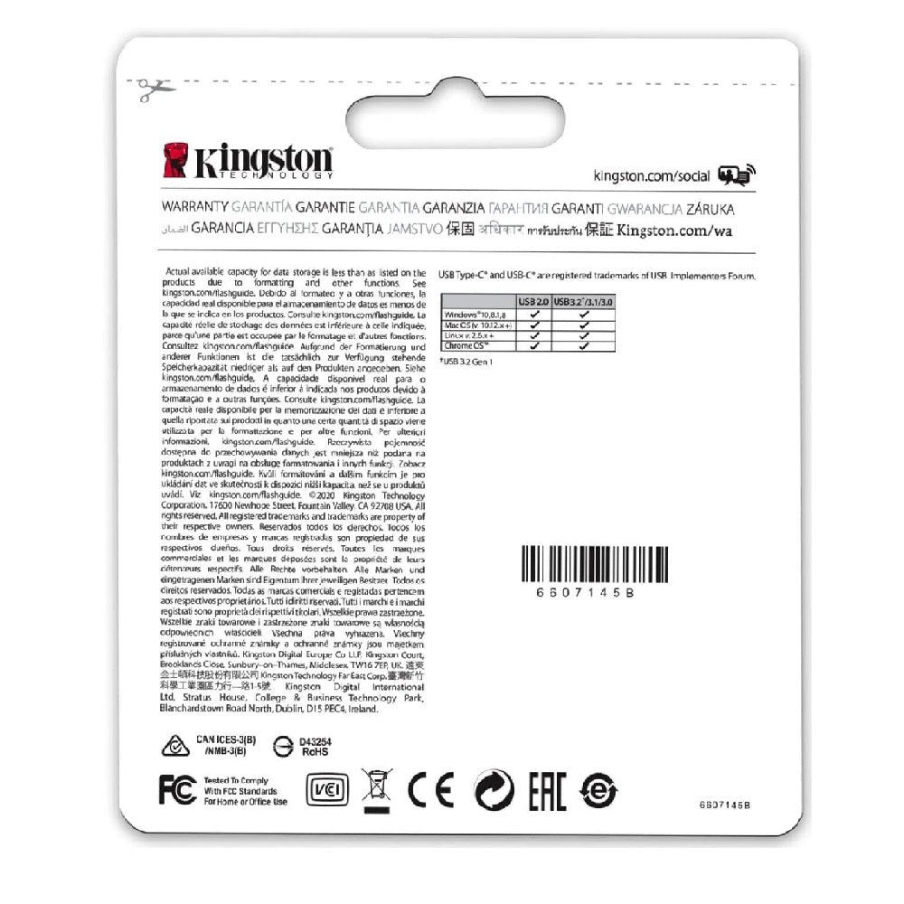 Kingston DataTraveler microDuo 3C USB Flash Drive 256GB USB Gen 3 Type-C and USB