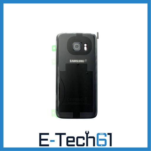 For Samsung Galaxy S7 Replacement Rear Battery Cover inc Camera Lens with Adhesive (Black) E-Tech61