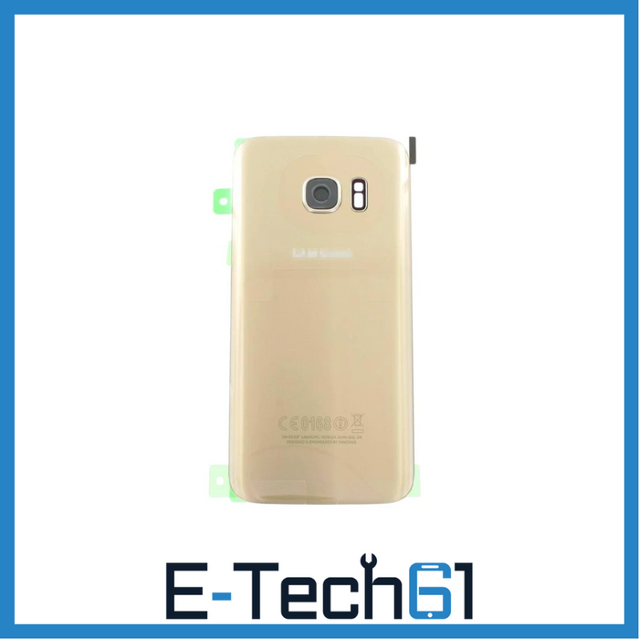 For Samsung Galaxy S7 Replacement Rear Battery Cover inc Camera Lens with Adhesive (Gold) E-Tech61