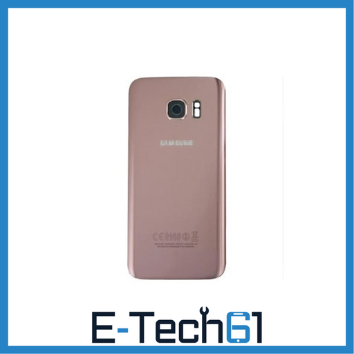 For Samsung Galaxy S7 Replacement Rear Battery Cover inc Camera Lens with Adhesive (Pink Gold) E-Tech61