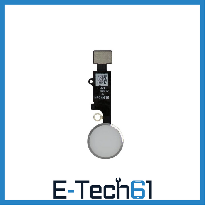For Apple iPhone 7 / 7 Plus / 8 / 8 Plus / SE2 Home Button - White / Silver (Cosmetic Use) E-Tech61