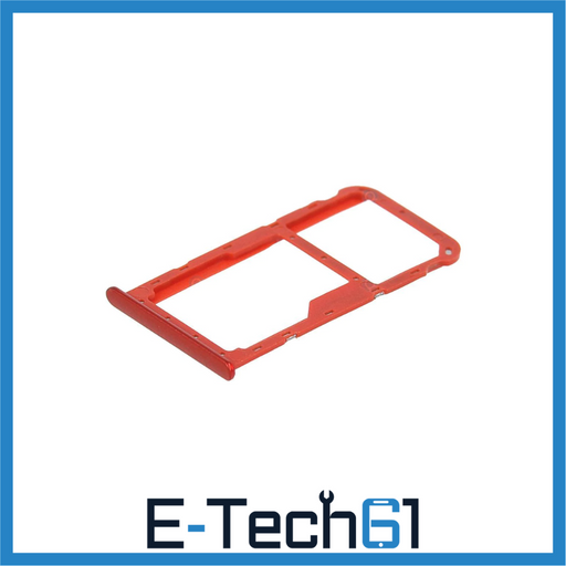 For Honor 7X Replacement SIM & SD Card Tray (Red) E-Tech61