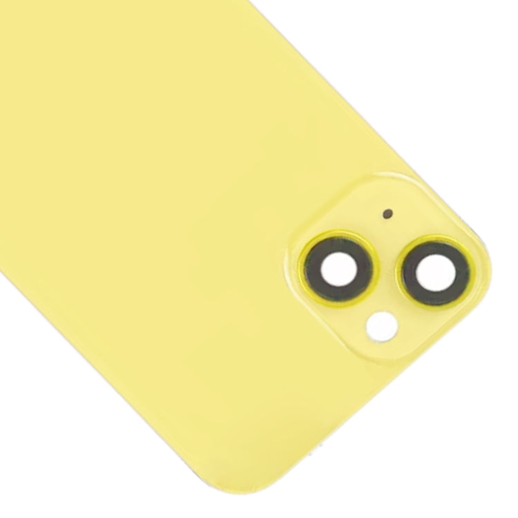 For iPhone 14 Glass Battery Back Cover with Flash Bracket + Wireless Charging Module(Yellow)