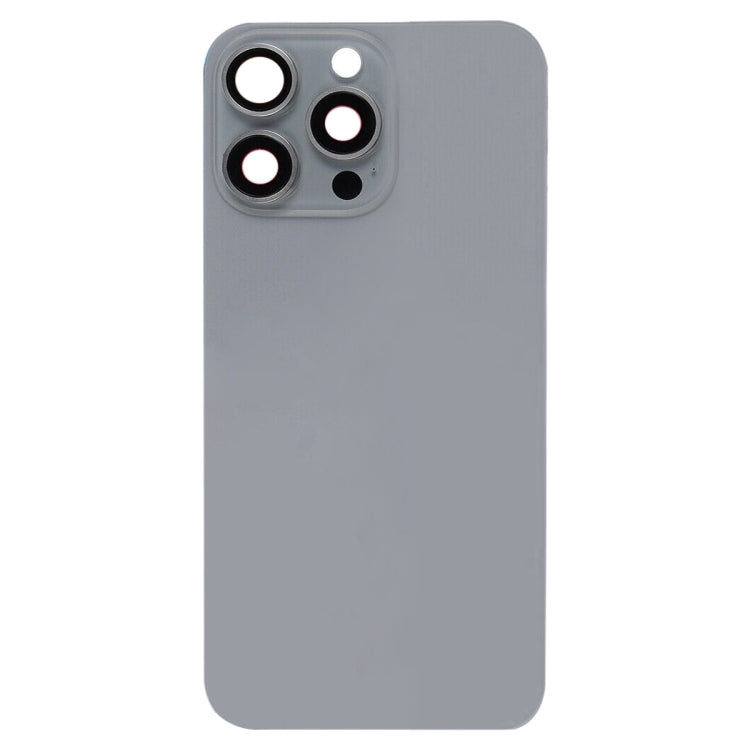 For iPhone 15 Pro Max Glass Battery Back Cover with Flash Bracket + Wireless Charging Module(Titanium gray)