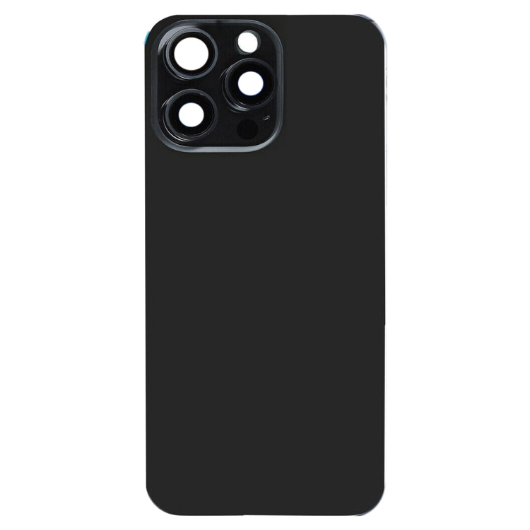 For iPhone 15 Pro Glass Battery Back Cover with Flash Bracket + Wireless Charging Module(Black)