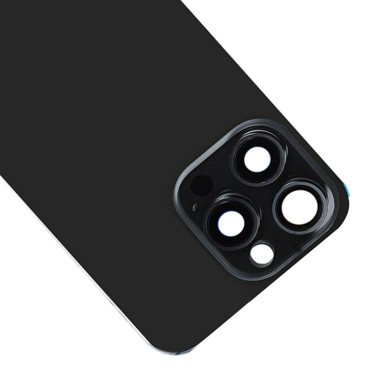 For iPhone 15 Pro Glass Battery Back Cover with Flash Bracket + Wireless Charging Module(Black)