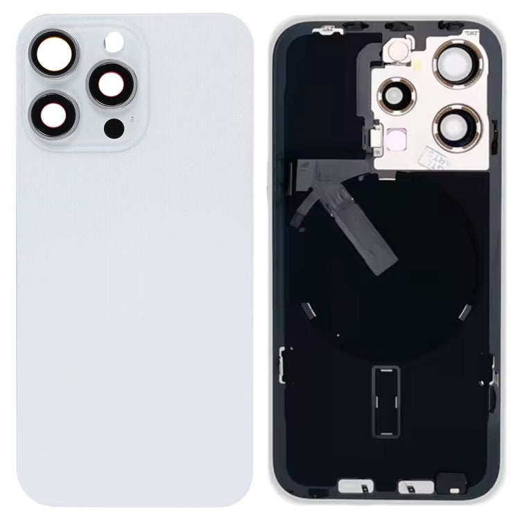 For iPhone 15 Pro Glass Battery Back Cover with Flash Bracket + Wireless Charging Module(White)