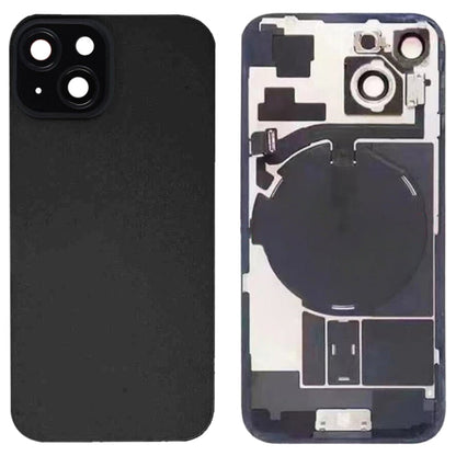 For iPhone 15 Glass Battery Back Cover with Flash Bracket + Wireless Charging Module(Black)