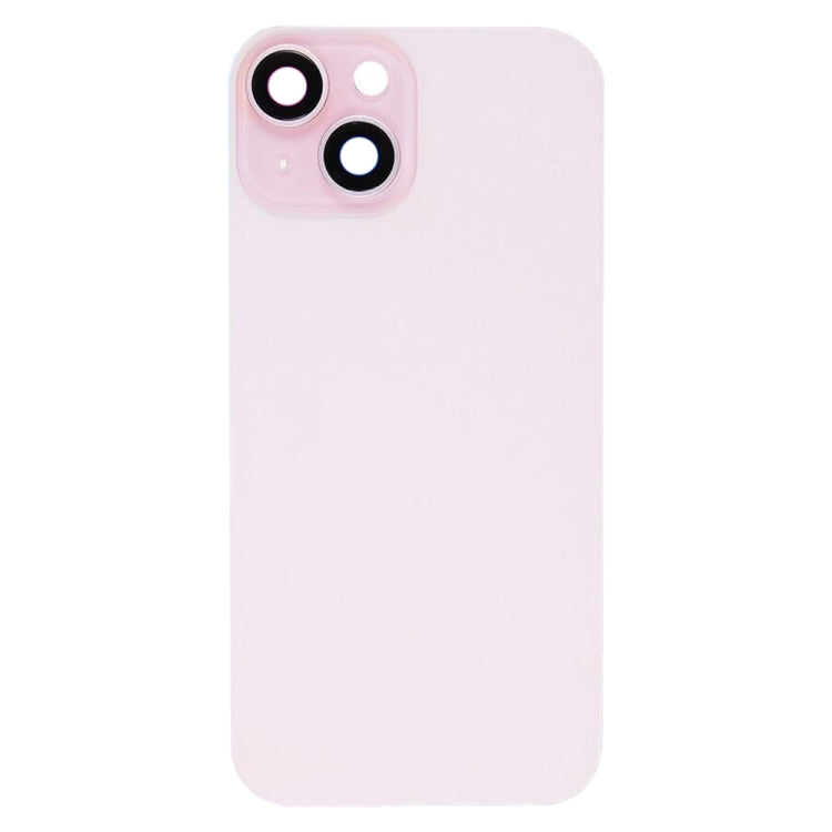 For iPhone 15 Glass Battery Back Cover with Flash Bracket + Wireless Charging Module(Pink)
