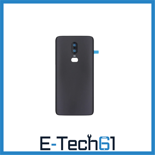 For One Plus 6 Replacement Rear Battery Cover with Adhesive (Mirror Black) E-Tech61