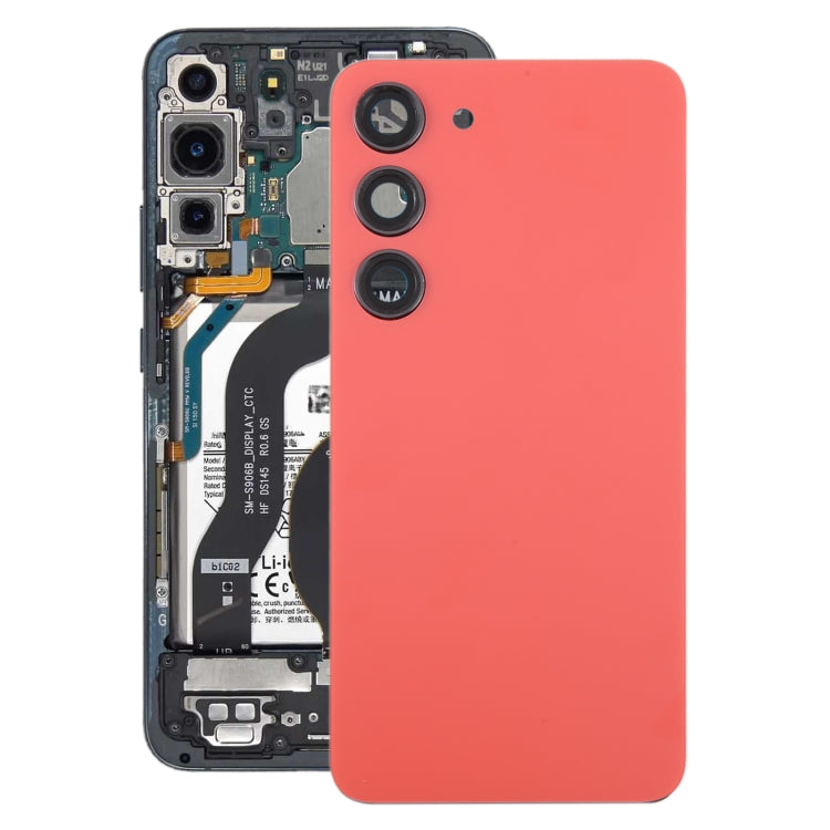For Samsung Galaxy S23 SM-S911B OEM Glass Battery Back Cover with Camera Lens Cover(Red)