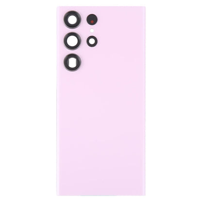 For Samsung Galaxy S23 Ultra SM-S918 Glass Battery Back Cover with Camera Lens Cover(Pink)