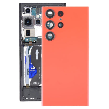 For Samsung Galaxy S23 Ultra SM-S918 Glass Battery Back Cover with Camera Lens Cover(Red)