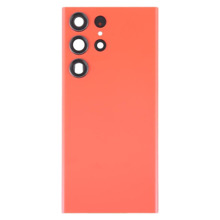 For Samsung Galaxy S23 Ultra SM-S918 Glass Battery Back Cover with Camera Lens Cover(Red)