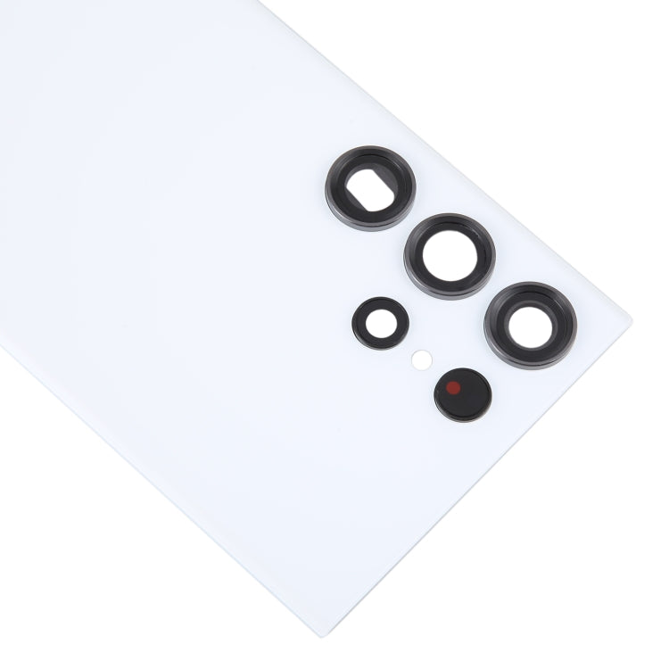 For Samsung Galaxy S23 Ultra SM-S918 Glass Battery Back Cover with Camera Lens Cover(White)