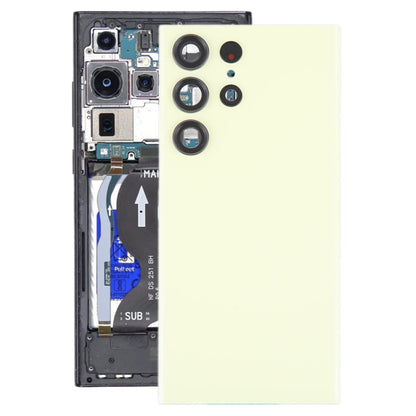 For Samsung Galaxy S23 Ultra SM-S918 Glass Battery Back Cover with Camera Lens Cover(Yellow)