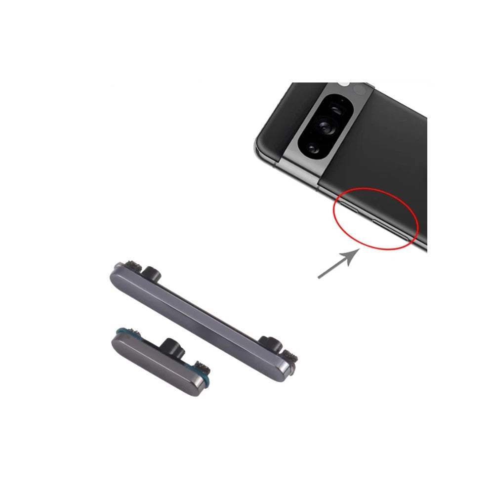 Google Pixel 8 PRO (Black) Replacement Side Power Volume Up Down Buttons Keys