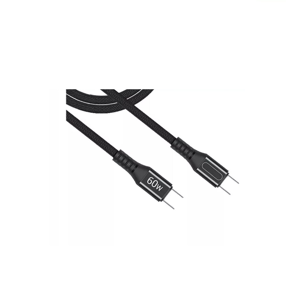 High-Speed 60W Type C to Type C Charging Cable - Durable Nylon Cable in Black