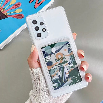 Clear Case With Card Slot Cover For Samsung S24 S23 S21 S22 Plus Ultra NOTE FE