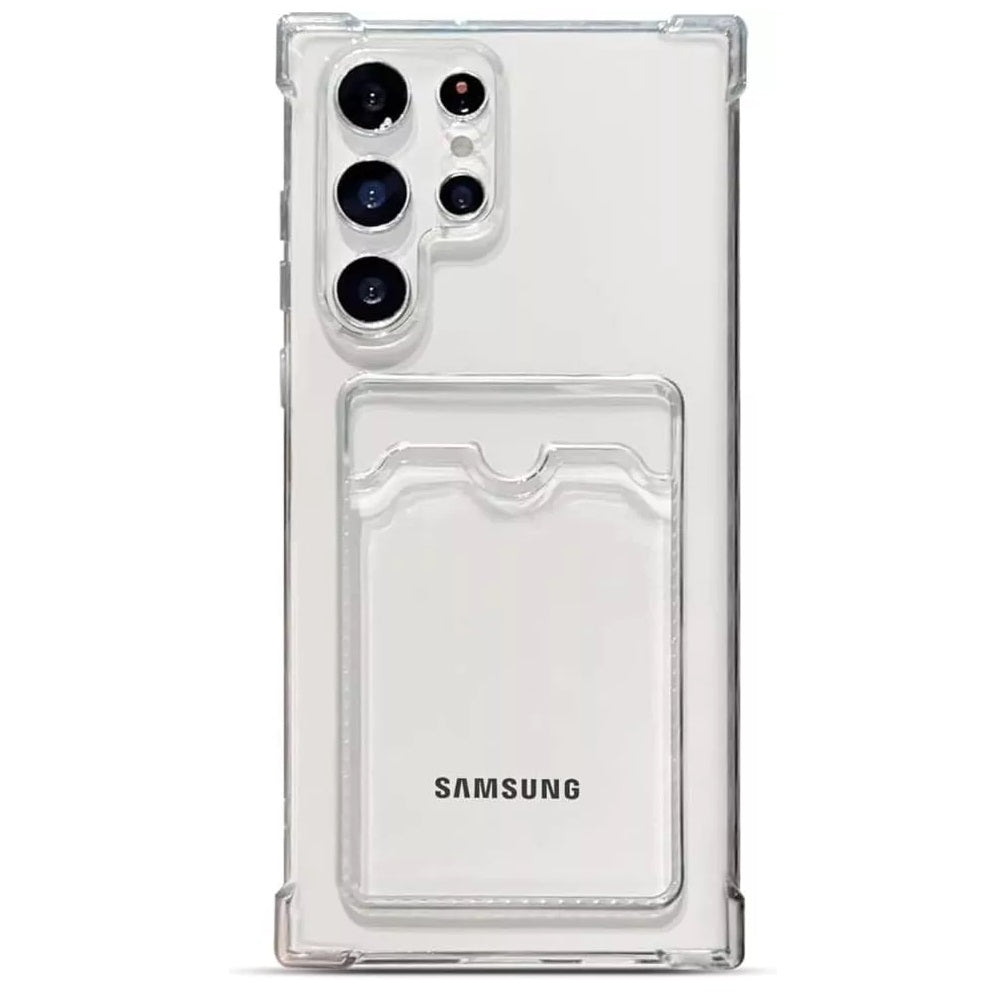 Clear Case With Card Slot Cover For Samsung S24 S23 S21 S22 Plus Ultra NOTE FE